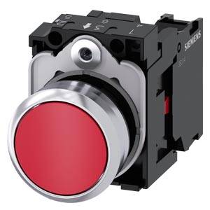 Siemens 3SU11500AB201CA0-Z Y10 – Siemens Pushbutton, 22 mm, round, metal, shiny, red, pushbutton, flat, momentary contact type, with