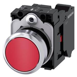 Siemens 3SU11500AB203CA0 – Siemens Pushbutton, 22 mm, round, metal, shiny, red, pushbutton, flat, momentary contact type, with