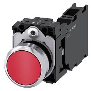 Siemens 3SU11500AB203FA0-Z Y10 – Siemens Pushbutton, 22 mm, round, metal, shiny, red, pushbutton, flat, momentary contact type, with