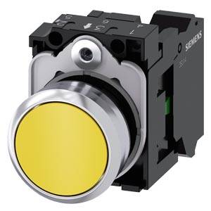 Siemens 3SU11500AB303BA0-Z Y15 – Siemens Pushbutton, 22 mm, round, metal, shiny, yellow, pushbutton, flat, momentary contact type, 1