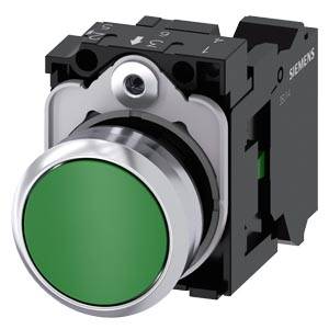 Siemens 3SU11500AB403BA0-Z Y13 – Siemens Pushbutton, 22 mm, round, metal, shiny, green, pushbutton, flat, momentary contact type, 1 N
