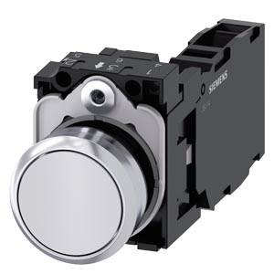 Siemens 3SU11500AB601FA0-Z Y13 – Siemens Pushbutton, 22 mm, round, metal, shiny, white, pushbutton, flat, momentary contact type, wit