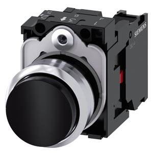 Siemens 3SU11500BB101CA0-Z Y12 – Siemens Pushbutton, 22 mm, round, metal, shiny, black, pushbutton, raised, momentary contact type, w