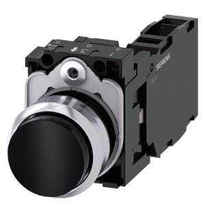 Siemens 3SU11500BB101FA0-Z Y11 – Siemens Pushbutton, 22 mm, round, metal, shiny, black, pushbutton, raised, momentary contact type, w