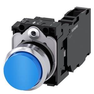 Siemens 3SU11500BB501FA0-Z Y13 – Siemens Pushbutton, 22 mm, round, metal, shiny, blue, pushbutton, raised, momentary contact type, wi