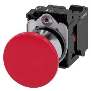 Siemens 3SU11501BA203CA0-Z Y13 – Siemens Mushroom pushbutton, 22 mm, round, metal, shiny, red, 40mm, latching, pull-to-unlatch mechan