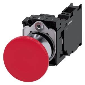 Siemens 3SU11501BA203FA0-Z Y19 – Siemens Mushroom pushbutton, 22 mm, round, metal, shiny, red, 40mm, latching, pull-to-unlatch mechan