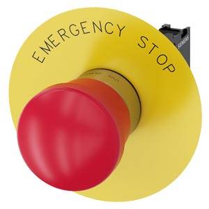 Siemens 3SU11501HA201CG0 – Siemens EMERGENCY STOP mushroom pushbutton, 22 mm, round, metal, shiny, red, 40 mm, positive latchin