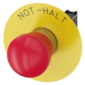 Siemens 3SU11501HA201CH0-Z X90 – Siemens EMERGENCY STOP mushroom pushbutton, 22 mm, round, metal, shiny, red, 40 mm, positive latchin