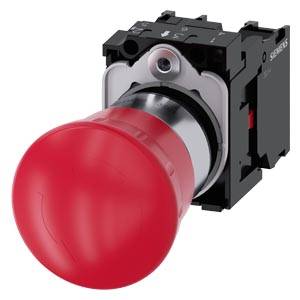 Siemens 3SU11501HB201PA0 – Siemens EMERGENCY STOP mushroom pushbutton, 22 mm, round, metal, shiny, red, 40 mm, positive latchin