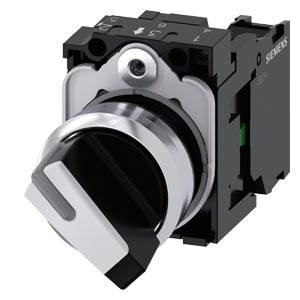 Siemens 3SU11502BF601BA0-Z X90 – Siemens Selector switch, illuminable, 22 mm, round, metal, shiny, white, selector switch, short, 2 s