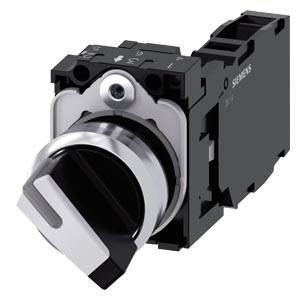 Siemens 3SU11502BF601FA0 – Siemens Selector switch, illuminable, 22 mm, round, metal, shiny, white, selector switch, short, 2 s