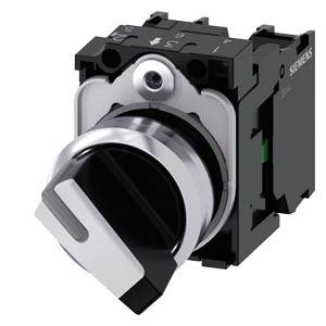 Siemens 3SU11502BF601MA0 – Siemens Selector switch, illuminable, 22 mm, round, metal, shiny, white, selector switch, short, 2 s
