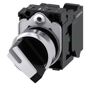 Siemens 3SU11502BF603BA0 – Siemens Selector switch, illuminable, 22 mm, round, metal, shiny, white, selector switch, short, 2 s