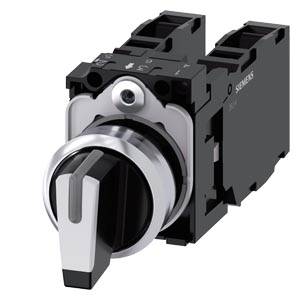 Siemens 3SU11502BM601LA0 – Siemens Selector switch, illuminable, 22 mm, round, metal, shiny, white, selector switch, short, 3 s