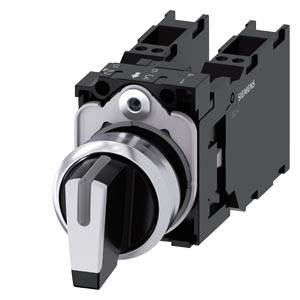 Siemens 3SU11502BM603LA0-Z X90 – Siemens Selector switch, illuminable, 22 mm, round, metal, shiny, white, selector switch, short, 3 s