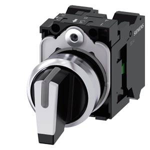 Siemens 3SU11502BM603NA0 – Siemens Selector switch, illuminable, 22 mm, round, metal, shiny, white, selector switch, short, 3 s