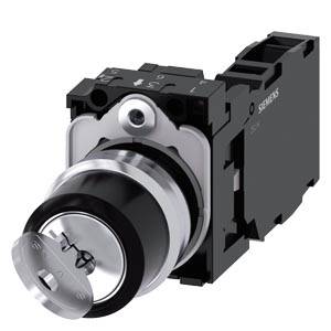 Siemens 3SU11504BF111FA0-Z X90 – Siemens RONIS key-operated switch, 22 mm, round, metal, shiny, lock number SB30, with 2 keys, 2 swit