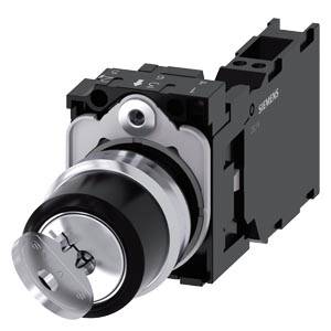 Siemens 3SU11504BF113FA0-Z Y19 – Siemens RONIS key-operated switch, 22 mm, round, metal, shiny, lock number SB30, with 2 keys, 2 swit