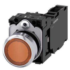Siemens 3SU11520AB001FA0-Z Y19 – Siemens Illuminated pushbutton, 22 mm, round, metal, shiny, amber, pushbutton, flat, momentary conta
