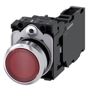 Siemens 3SU11520AB201FA0-Z Y13 – Siemens Illuminated pushbutton, 22 mm, round, metal, shiny, red, pushbutton, flat, momentary contact