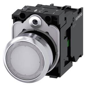 Siemens 3SU11520AB601BA0-Z Y10 – Siemens Illuminated pushbutton, 22 mm, round, metal, shiny, white, pushbutton, flat, momentary conta