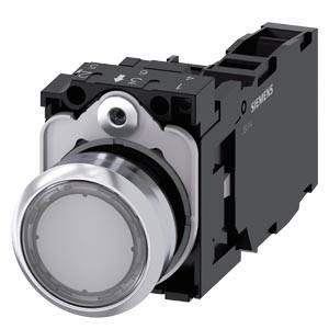 Siemens 3SU11520AB701FA0-Z X90 – Siemens Illuminated pushbutton, 22 mm, round, metal, shiny, clear, pushbutton, flat, momentary conta