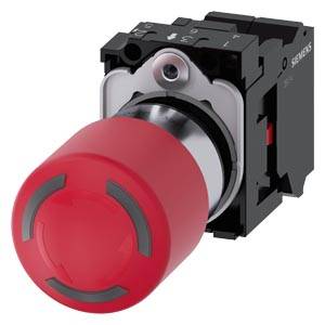 Siemens 3SU11521GB203CW0 – Siemens EMERGENCY STOP mushroom pushbutton, illuminable, 22 mm, round, metal, shiny, red, 30 mm, pos