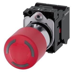 Siemens 3SU11521GB203PW0 – Siemens EMERGENCY STOP mushroom pushbutton, illuminable, 22 mm, round, metal, shiny, red, 30 mm, pos