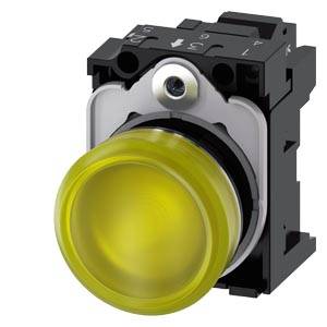 Siemens 3SU11526AA303AA0-Z Y12 – Siemens Indicator lights, 22 mm, round, metal, shiny, yellow, lens, smooth, with holder, LED module