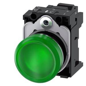 Siemens 3SU11526AA403AA0-Z Y13 – Siemens Indicator lights, 22 mm, round, metal, shiny, green, lens, smooth, with holder, LED module w