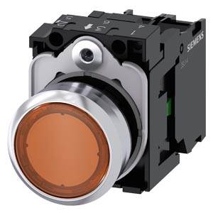 Siemens 3SU11530AB001BA0-Z Y13 – Siemens Illuminated pushbutton, 22 mm, round, metal, shiny, amber, pushbutton, flat, momentary conta