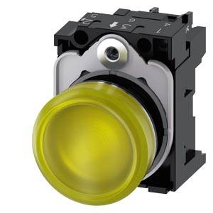 Siemens 3SU11536AA301AA0-Z Y13 – Siemens Indicator lights, 22 mm, round, metal, shiny, yellow, lens, smooth, with holder, LED module
