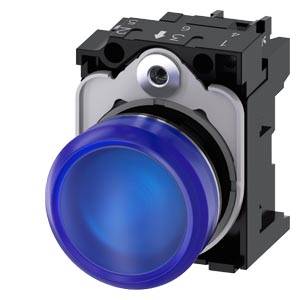 Siemens 3SU11536AA501AA0-Z Y19 – Siemens Indicator lights, 22 mm, round, metal, shiny, blue, lens, smooth, with holder, LED module wi