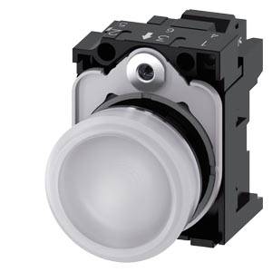 Siemens 3SU11536AA603AA0-Z Y12 – Siemens Indicator lights, 22 mm, round, metal, shiny, white, lens, smooth, with holder, LED module w