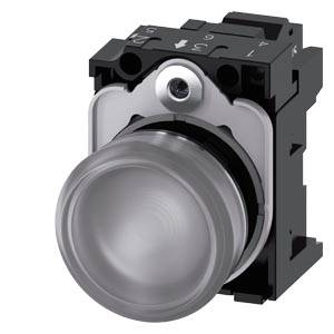 Siemens 3SU11536AA703AA0-Z Y19 – Siemens Indicator lights, 22 mm, round, metal, shiny, clear, lens, smooth, with holder, LED module w