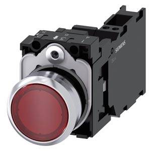 Siemens 3SU11560AB203FA0-Z Y13 – Siemens Illuminated pushbutton, 22 mm, round, Metal, shiny, red, pushbutton, flat, momentary contact