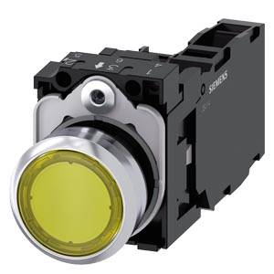 Siemens 3SU11560AB301FA0 – Siemens Illuminated pushbutton, 22 mm, round, metal, shiny, yellow, pushbutton, flat, momentary cont