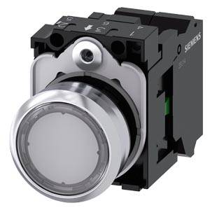 Siemens 3SU11560AB703BA0 – Siemens Illuminated pushbutton, 22 mm, round, metal, shiny, transparent, pushbutton, flat, momentary