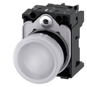 Siemens 3SU11566AA601AA0-Z Y11 – Siemens Indicator lights, 22 mm, round, Metal, shiny, white, lens, smooth, with holder, LED module w