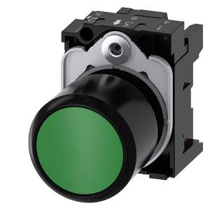 Siemens 3SU12000EB400AA0-Z Y10 – Siemens Pushbutton, compact, with extended stroke (12 mm), 22 mm, round, plastic, green, pushbutton,