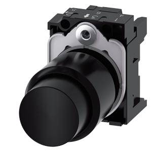 Siemens 3SU12000FB100AA0-Z X90 – Siemens Pushbutton, compact, with extended stroke (12 mm), 22 mm, round, plastic, black, pushbutton,