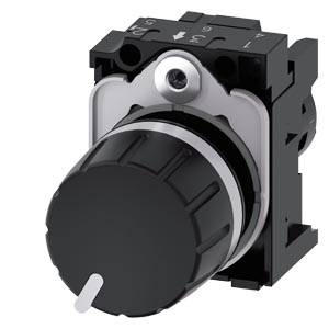Siemens 3SU12002PW101AA0 – Siemens Potentiometer, compact, 22 mm, round, plastic, black, 2.2k ohm, with holder, screw terminal