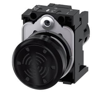Siemens 3SU12006LF101AA0-Z X90 – Siemens acoustic signal device, compact, 22 mm, round, plastic, black, continuous tone 4.5 kHz, IP69
