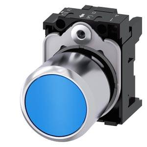 Siemens 3SU12500EB500AA0-Z X90 – Siemens Pushbutton, compact, with extended stroke (12 mm), 22 mm, round, Metal, blue, pushbutton, fl