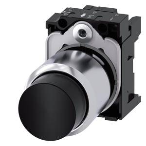 Siemens 3SU12500FB100AA0 – Siemens Pushbutton, compact, with extended stroke (12 mm), 22 mm, round, metal, black, pushbutton, r