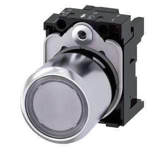 Siemens 3SU12510EB700AA0-Z Y13 – Siemens Pushbutton, compact, with extended stroke (12 mm), 22 mm, round, Metal, clear, pushbutton, f