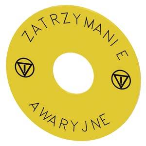 Siemens 3SU19000BB310ND0 – Siemens Washer for EMERGENCY STOP, yellow, with inscription (Polish): Zatrzymanie symbol 5638, Awary